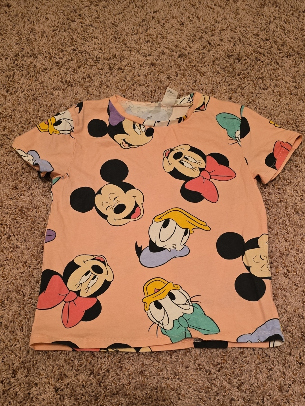 H&M Peach Graphic Disney Character Short Sleeve Tee